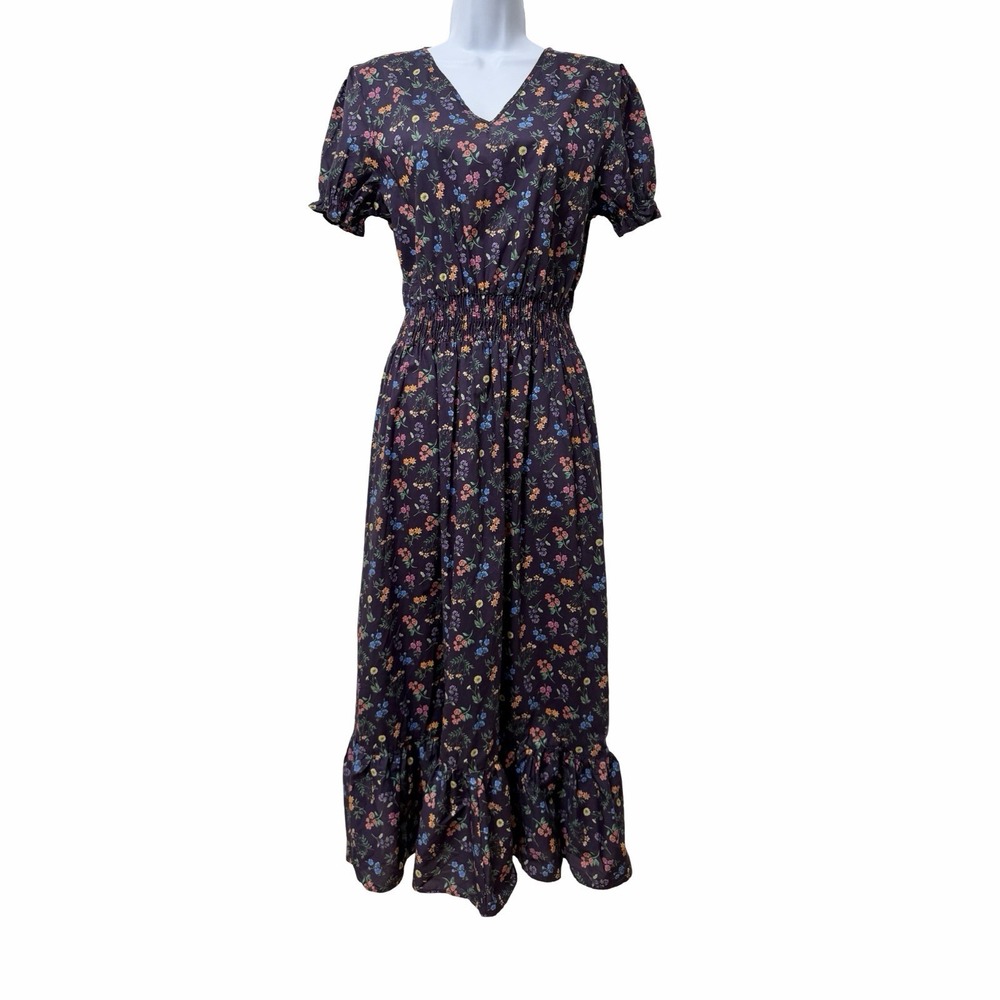 Oxford Shirt Co x House Of Bruar Floral Liberty Print Midi Dress Size 10 Purple